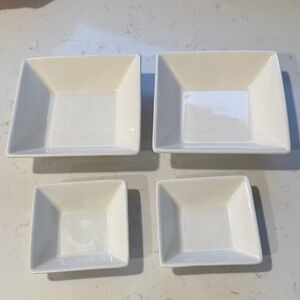 Cost Plus World Market White Ceramic Square Bowl Set